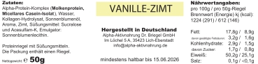 Preview: Lower Carb Real Protein Riegel Vanille-Zimt Etikett